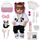 Boneca Reborn Panda Com 21 Acessórios Cabelo Longo - Cegonha Reborn Dolls