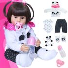 Boneca Reborn Panda De Silicone Com Pelúcia Marca New Happy