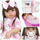 Boneca Reborn Realista Abigail Cabelo Castanho + Enxoval - Cegonha Reborn Dolls