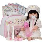 Boneca Reborn Realista Baby Alive Morena Vestido Bege 46cm