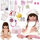 Boneca Reborn Realista Laura Cabelo Castanho 24 Itens Bolsa - Cegonha Reborn Dolls