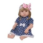 Boneca Reborn Realista Loira Vestido Bolinha Vários Itens - Cegonha Reborn Dolls