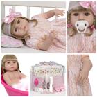 Boneca Reborn Realista Loira Vestido De Renda Kit Completo