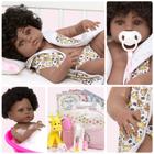 Boneca Reborn Realista Negra Girafa Roupão Enxoval Completo - Cegonha Reborn Dolls