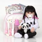 Boneca Reborn Realista Pandinha Morena 30 Frases Bolsa Itens - Cegonha Reborn Dolls