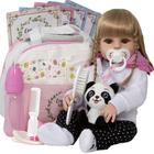 Boneca Reborn Realista Pandinha Vinil 21 Itens