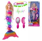 Boneca sereia princesa com luzes e som 36 cm