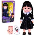 Boneca Vavazinha Wandinha Addams + Mãozinha E Fantasminha Vandinha 31cm Articulada Anjo Brinquedos