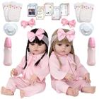 Bonecas Bebe Reborn Gemêas Menina Corpo Silicone Pode Banho - Cegonha Reborn Dolls