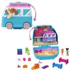 Bonecas de bolso Toy Polly e conjunto de brinquedos Seaside Puppy Ride com 11 peças - Polly Pocket