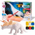 Boneco 3Dinossauro Dinopark Para Colorir C/ Pincel E Tintas Bee Toys