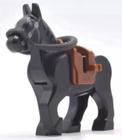 Boneco Blocos De Montar Cavalo Negro Exército Soldado