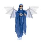 Boneco Caveira Halloween Decoração Esqueleto Fantasma Dia das Bruxas Bate as Asa Horror Vampiro Led Som Fantasia Monstro