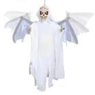 Boneco Caveira Halloween Decoração Esqueleto Fantasma Dia das Bruxas Bate as Asa Horror Vampiro Led Som Fantasia Monstro