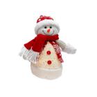 Boneco de Neve Cone Iluminado LED Tricô Vermelho e Branco 30cm - Magizi