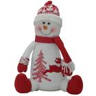 Boneco de neve decorativo branco e vermelho em pelucia