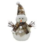 Boneco de neve decorativo dourado e branco com cachecol