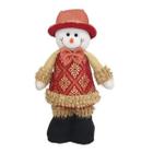 Boneco de neve enfeite natalino 29cm Família Joy Vermelho