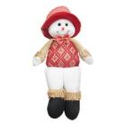 Boneco de neve natalino sentado 42cm Família Joy Vermelho