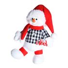 Boneco de Neve Pelúcia Placa Vermelho e Branco Natal Cromus