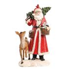 Boneco de Papai Noel de Resina Segurando Pinheiro 40cm 1 Pç