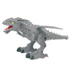 Boneco Dinossauro Cyber Mecânico Que Anda Emite Som Luz Cinza - D TOYS