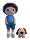 Boneco Menino Amigurumi Crochê - Thomaz e seu Dog 25cm