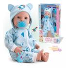 Boneco Menino Bebê De Pijama Azul New Reborn Com Acessórios Série Brinquedos de Menina Divertoys