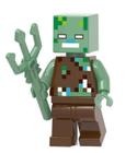 Boneco Minifigure Blocos De Montar Drowned Minecraft - Mega Block Toys