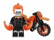 Boneco Moto Blocos Montar Motoqueiro Fantasma Pantera Negra