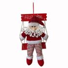 Boneco Natal Papai Noel Com Placa Feliz Natal Sentado No Balanço Enfeite Natalino