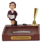 Boneco Profissional Contadora Miniatura Caneta/Papel 8Cm