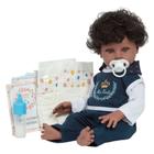 Boneco Reborn Realista Negro 46cm Conjunto Azul Fofinho - Cegonha Reborn Dolls