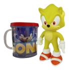 Boneco Sonic 16cm Sega Coleção + Caneca Personalizada 350ml