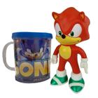 Boneco Sonic Vermelho Collection Com Caneca Personalizada - Super Size Figure Collection