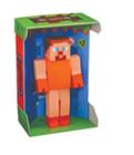 Boneco super blocks articulado laranja na caixa