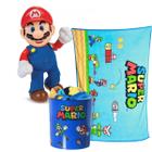 Boneco Super Mario com Som e Kit Manta Balde de Pipoca - Candide