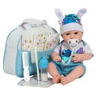 Boneco Tipo Reborn Conjunto Azul Lindo Com Acessórios 46 cm - Cegonha Reborn Dolls