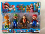 Bonecos Articulados Super Mario - Conjunto com 4 Personagens: Mario, Luigi, Tartaruga e Donkey Kong, 12cm, Muito Resistente