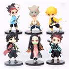 Bonecos Demon Slayer Kimetsu no Yaiba Tanjiro Kamado Nezuko Kamado Zenitsu Agatsuma Inosuke Coleçao Miniaturas Colecionaveis