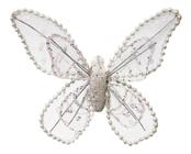 Borboleta Decoração Natal 10cm C/glitter Branco C6 Pçs