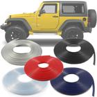 Borracha Protetor de Borda Jeep Wrangler 2007 08 09 10 11 12 13 14 15 16 17 18 19 - 10 Metros Fabricado em PVC Encaixe Autoadesivo