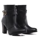 Bota Ankle Boots Cano Curto Detalhe Fivela Salto Grosso