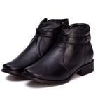 Bota Botina Couro Feminino Cano Curto Zíper Estilo Elegante Salto Baixo Confortável