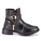 Bota Botina Feminina Cano Curto Preta e Cafe ref707