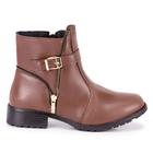 Bota Botina Feminina Cano Curto Preta e Cafe ref707