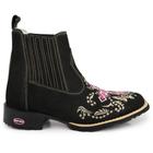 Bota Botina Feminina Em Couro Country Texana Bico Quadrado Cano Curto