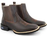 Bota Botina Masculina Cano Curto Em Couro Bordada Country