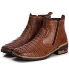 Bota Botina Masculina Texana Casco Tatu 100% Couro de Qualidade