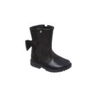 Bota Cano Alto Infantil Feminina Ortopé Baby Boot Couro com Laço Preta